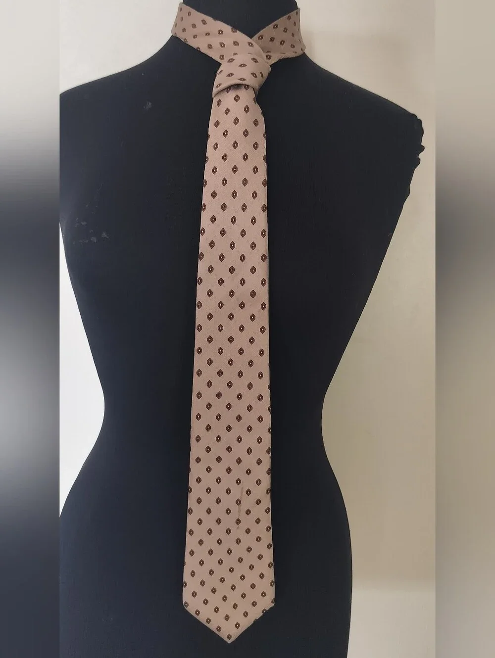 Paco Rabanne Beige Tie with Small Brown Motif